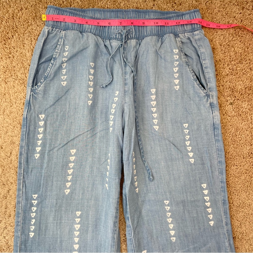 Anthropologie Cloth & Stone Chambray Wide-Leg Split Hem Pull-On Pants Size Small - Picture 12 of 16